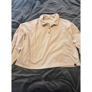 Glyder Limitless Movement Beige Collared Pullover cropped sweatshirt size Medium